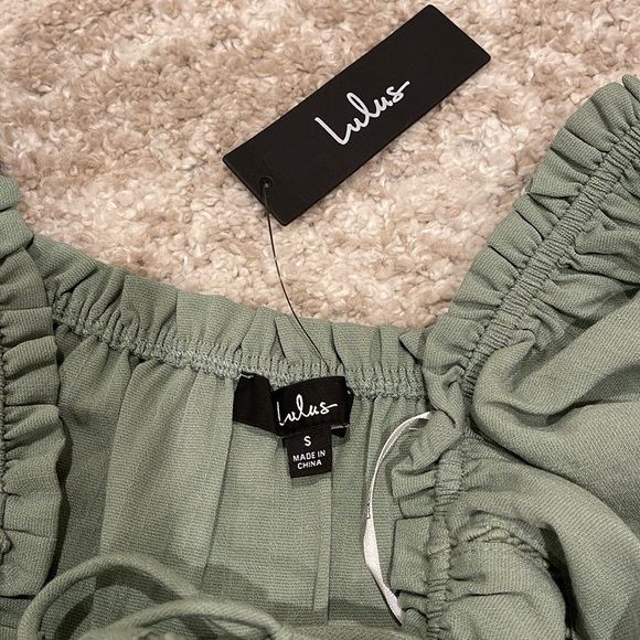 New Lulu's Wisteria Sage Green Embroidered Off-the-
Shoulder Mini Dress S - Picture 8 of 11